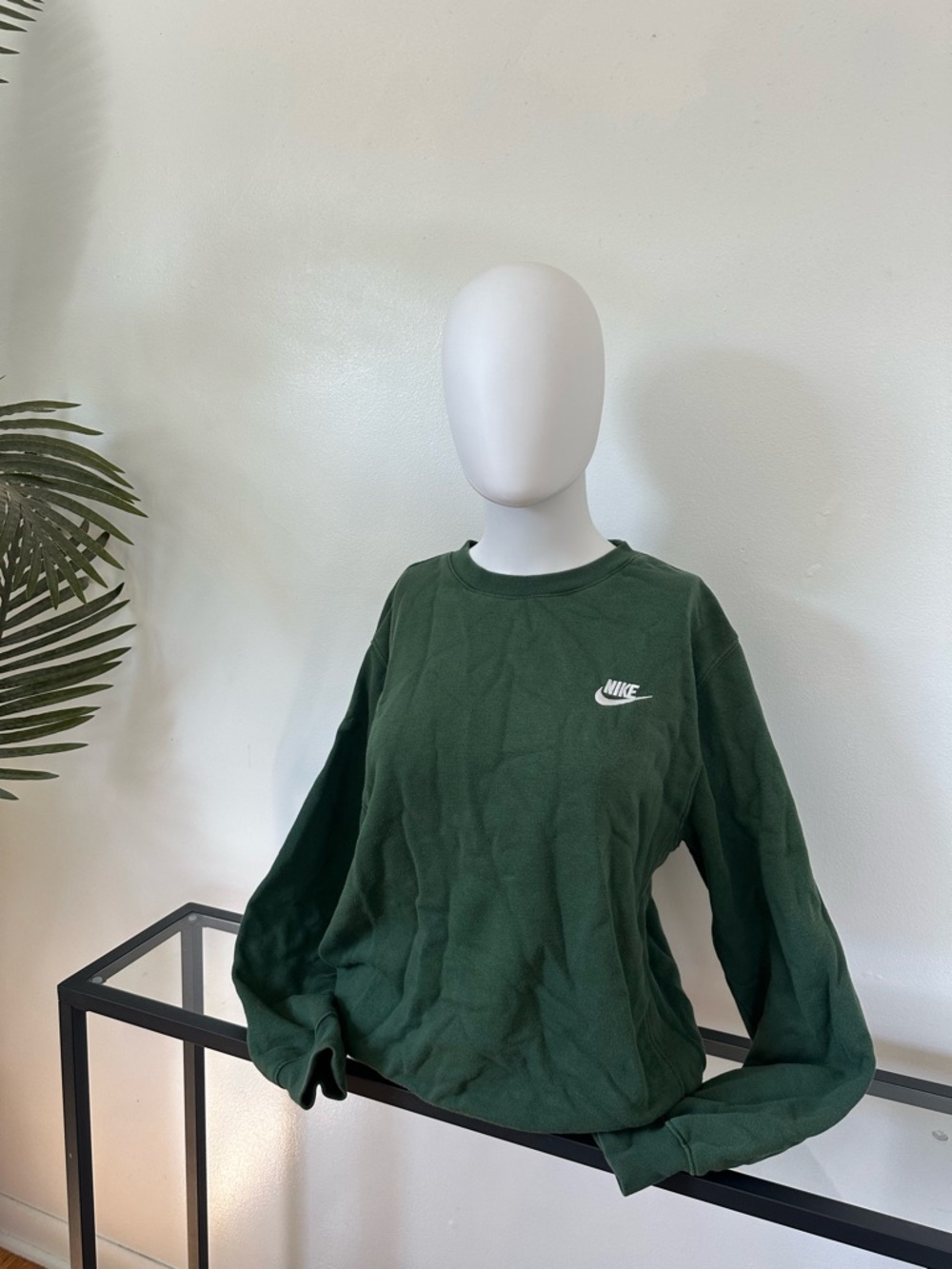 Nike Dark Green Pullover Sweatshirt with White Logo